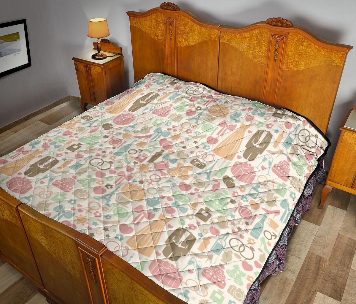 Wedding Print Pattern Quilt-grizzshop