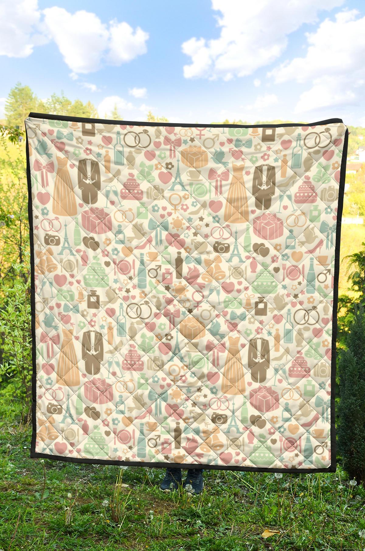 Wedding Print Pattern Quilt-grizzshop