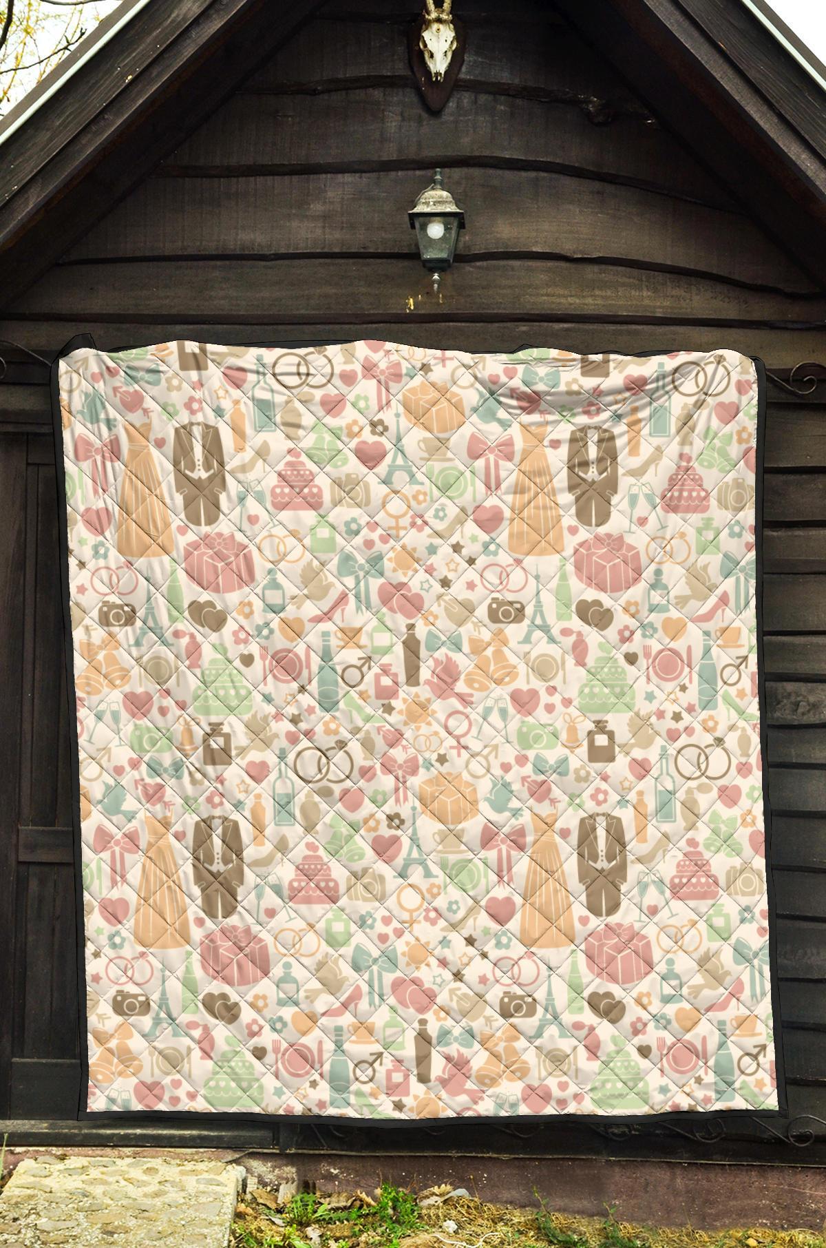 Wedding Print Pattern Quilt-grizzshop