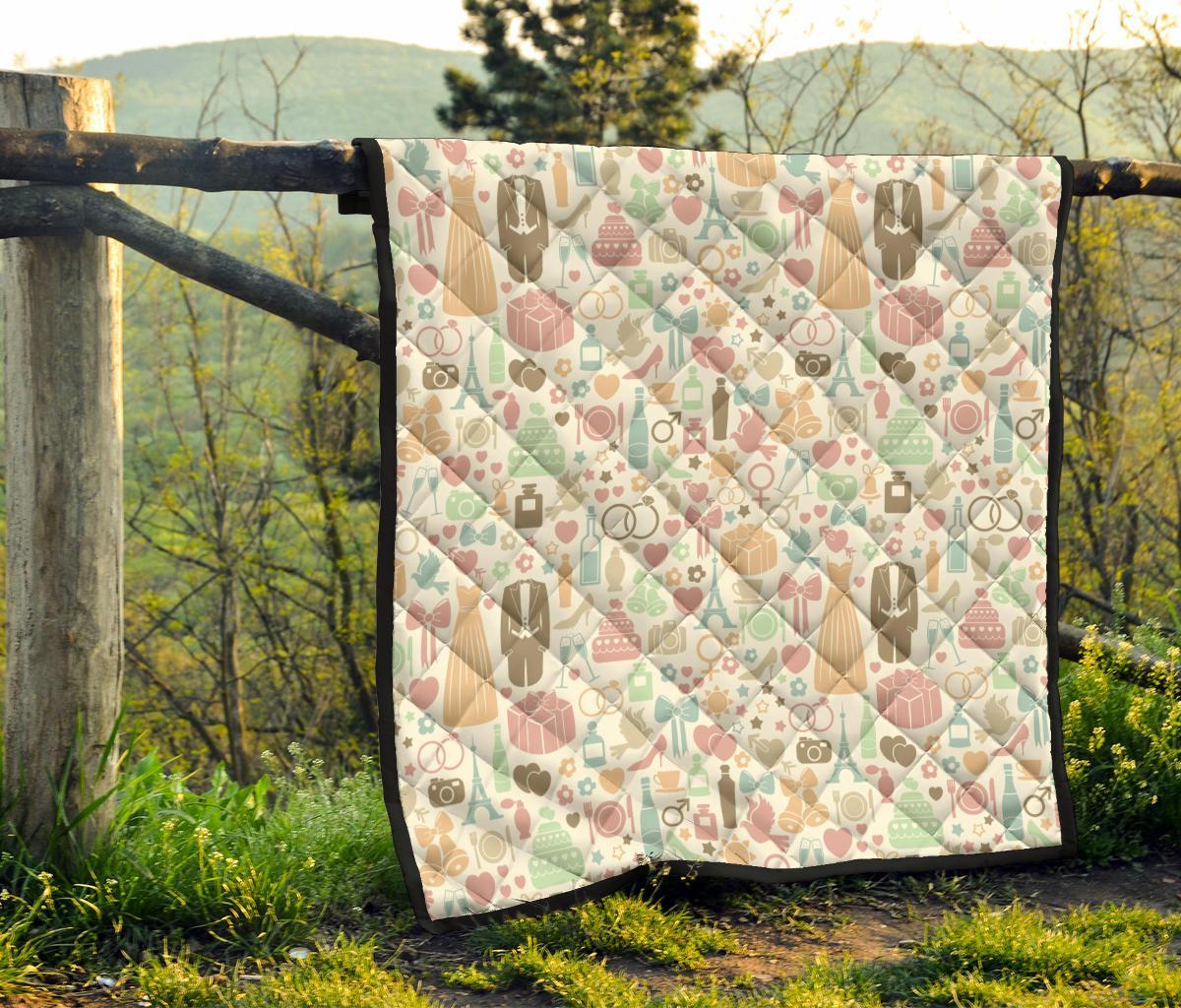 Wedding Print Pattern Quilt-grizzshop