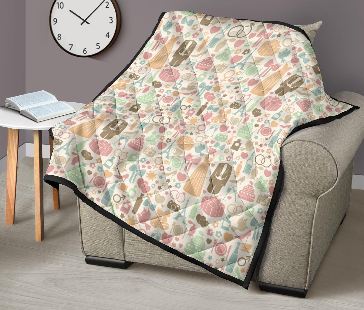 Wedding Print Pattern Quilt-grizzshop