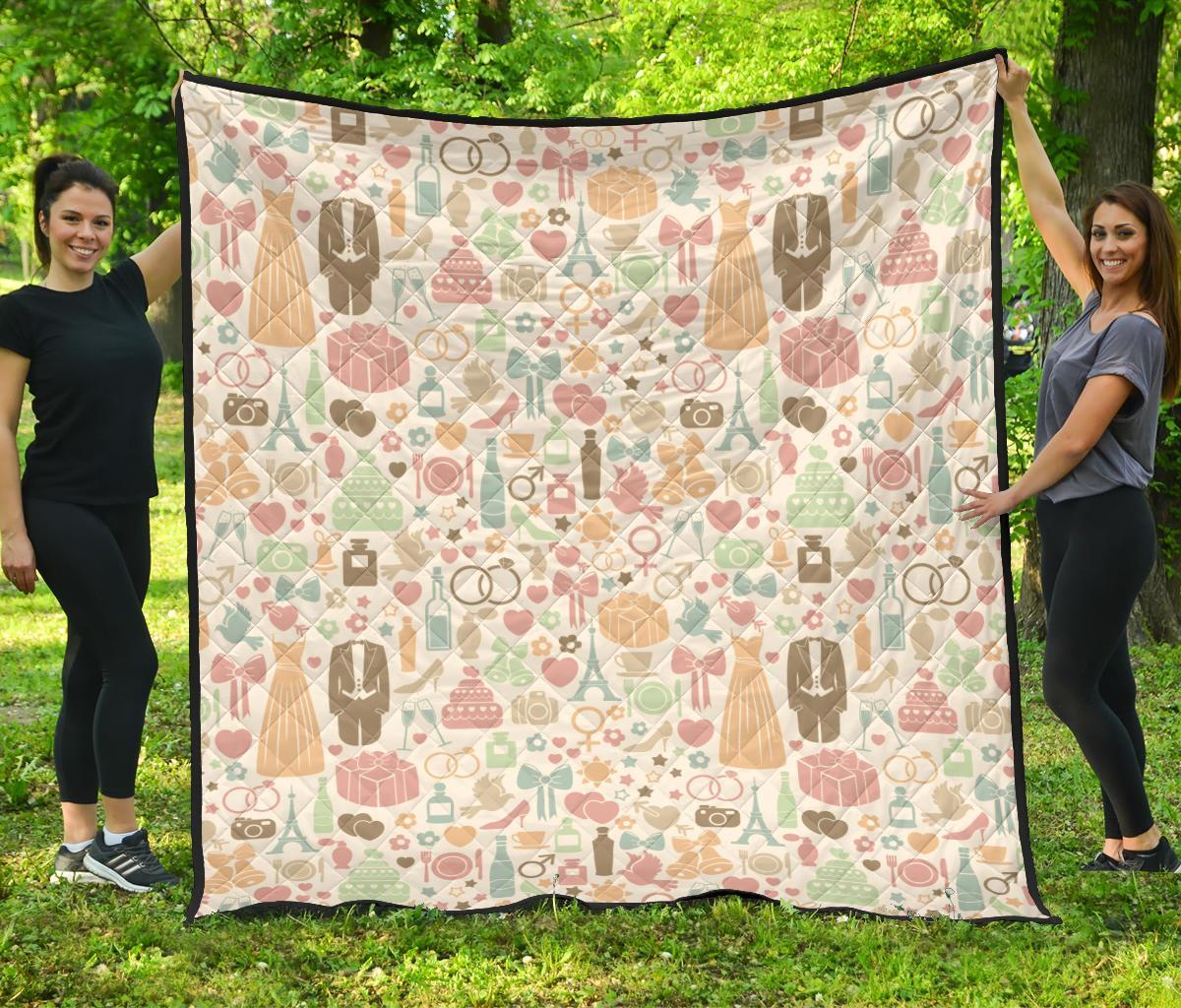 Wedding Print Pattern Quilt-grizzshop