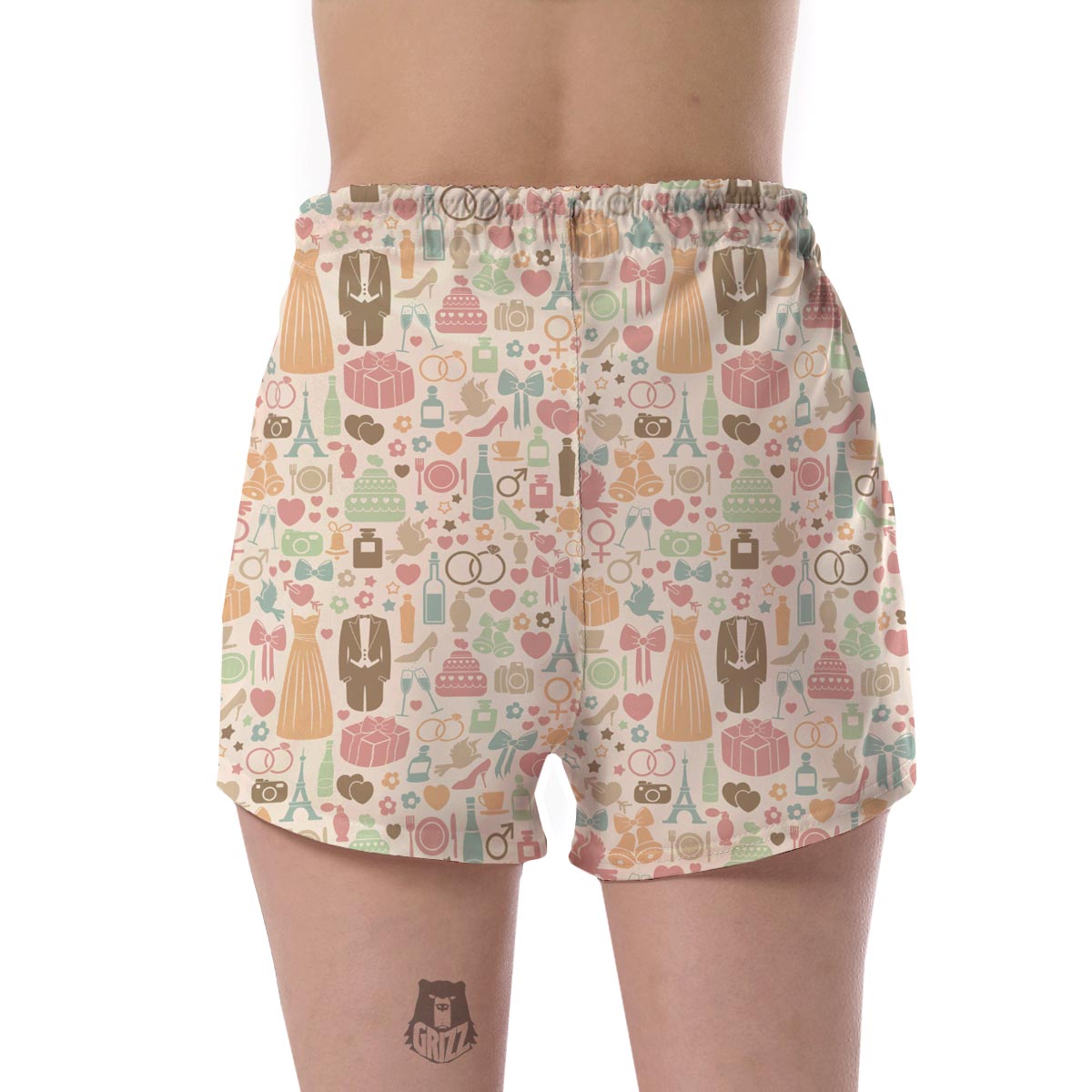 Wedding Print Pattern Women's Shorts-grizzshop
