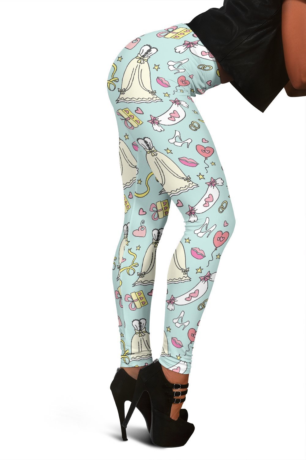 Wedding Pastel Pattern Print Women Leggings-grizzshop