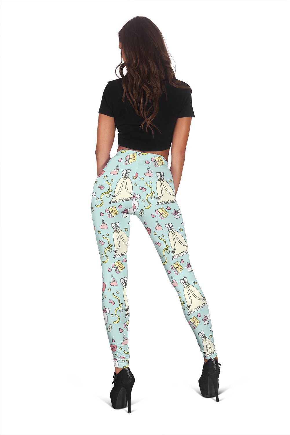 Wedding Pastel Pattern Print Women Leggings-grizzshop