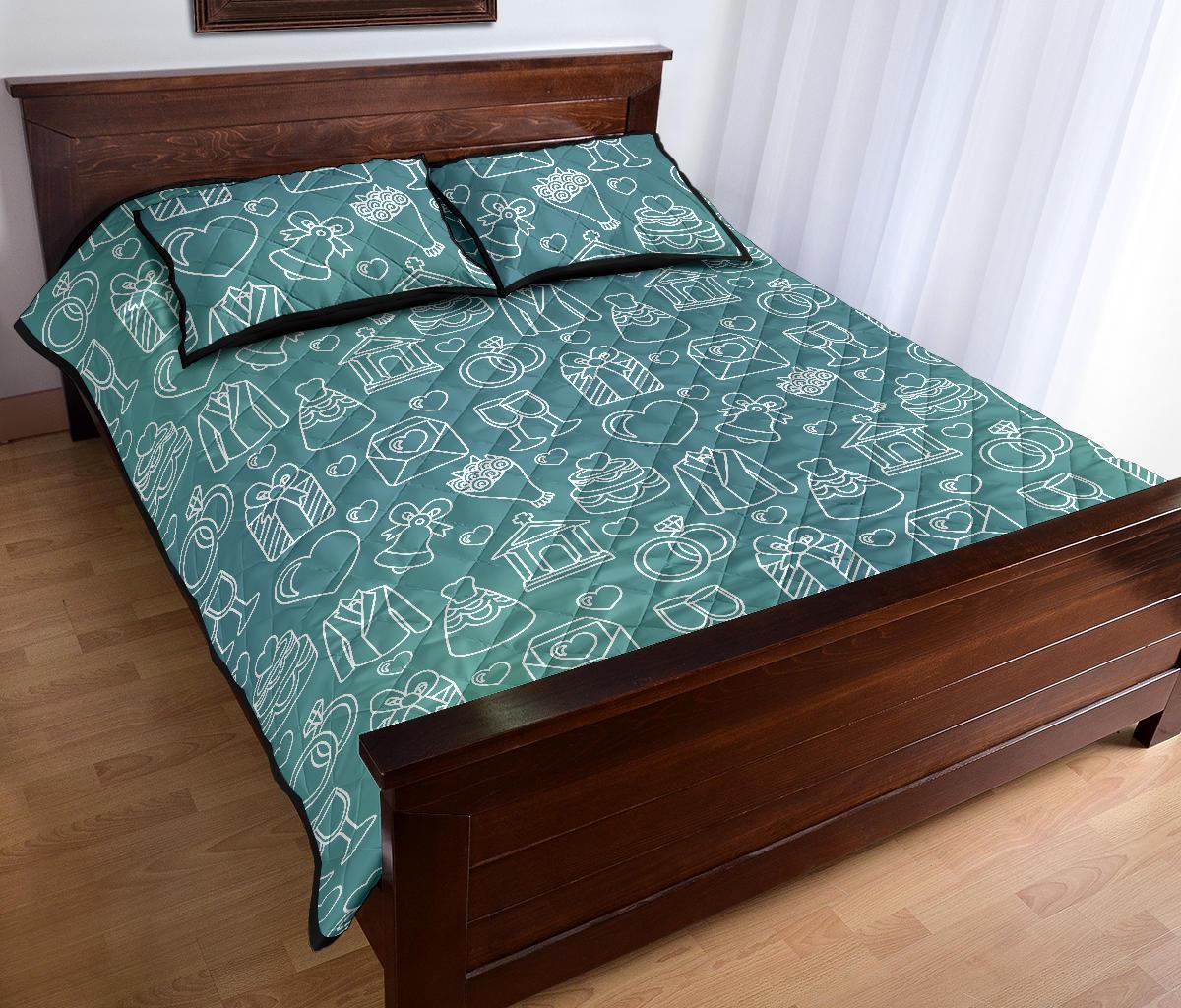 Wedding Pattern Print Bed Set Quilt-grizzshop