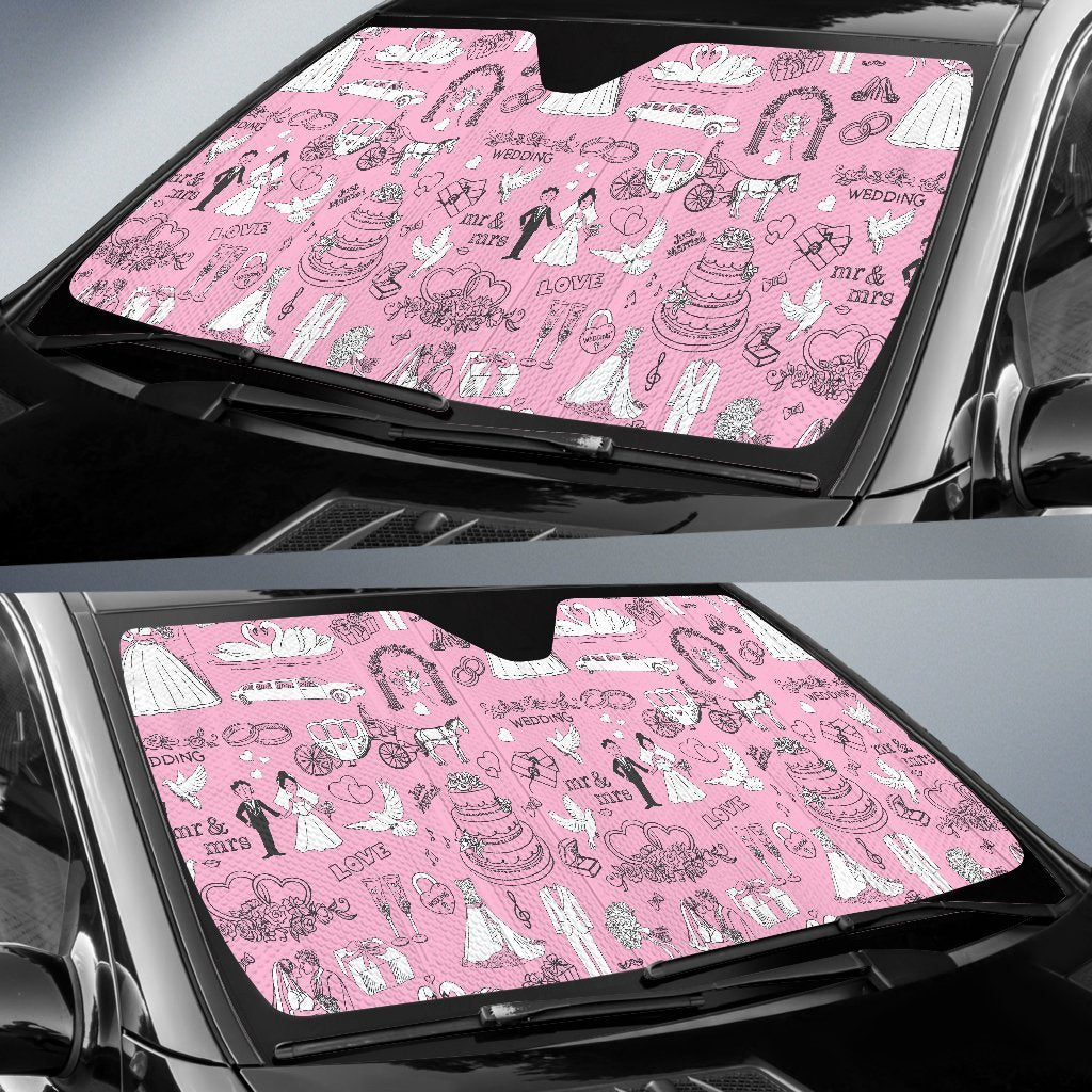 Wedding Pink Pattern Print Car Sun Shade-grizzshop