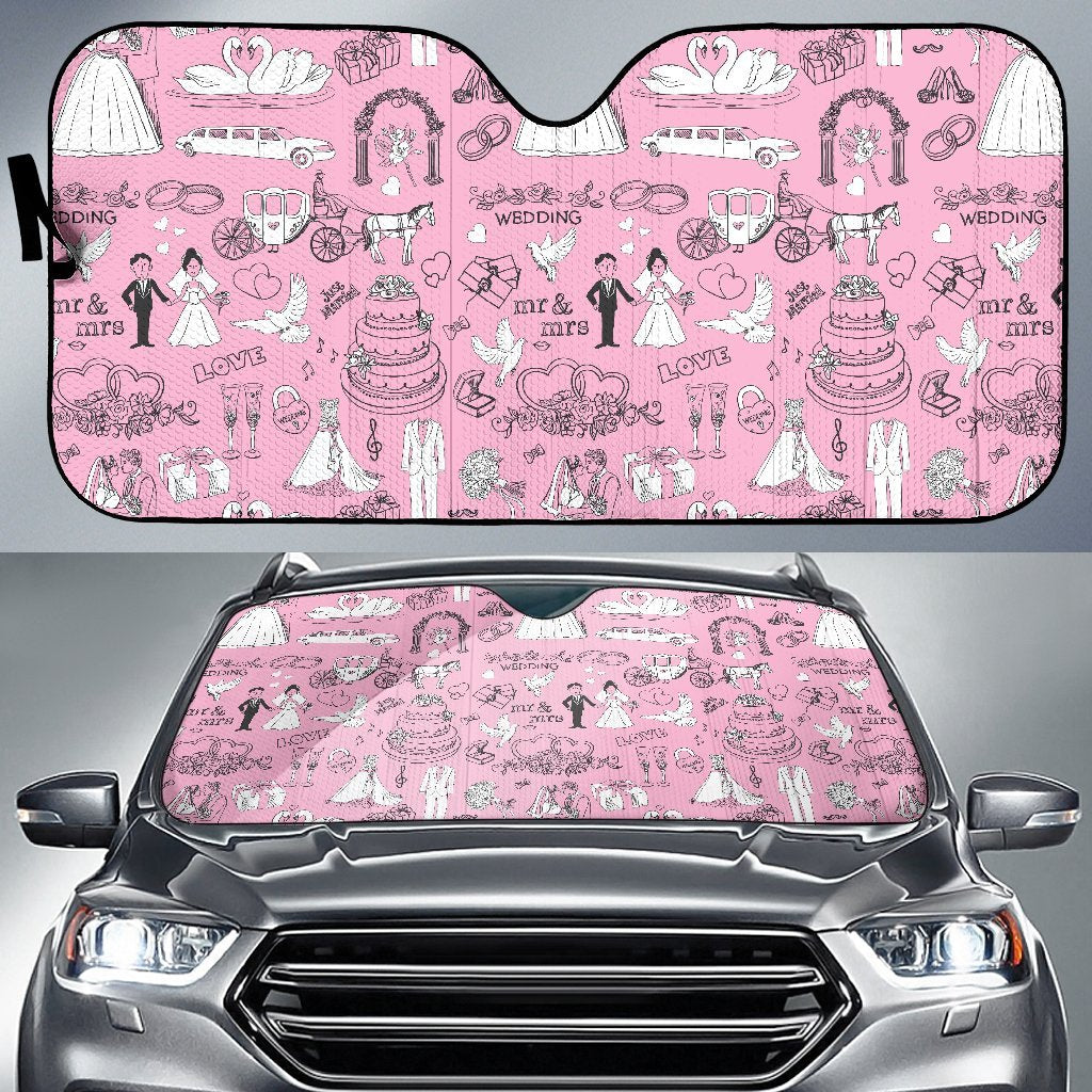 Wedding Pink Pattern Print Car Sun Shade-grizzshop