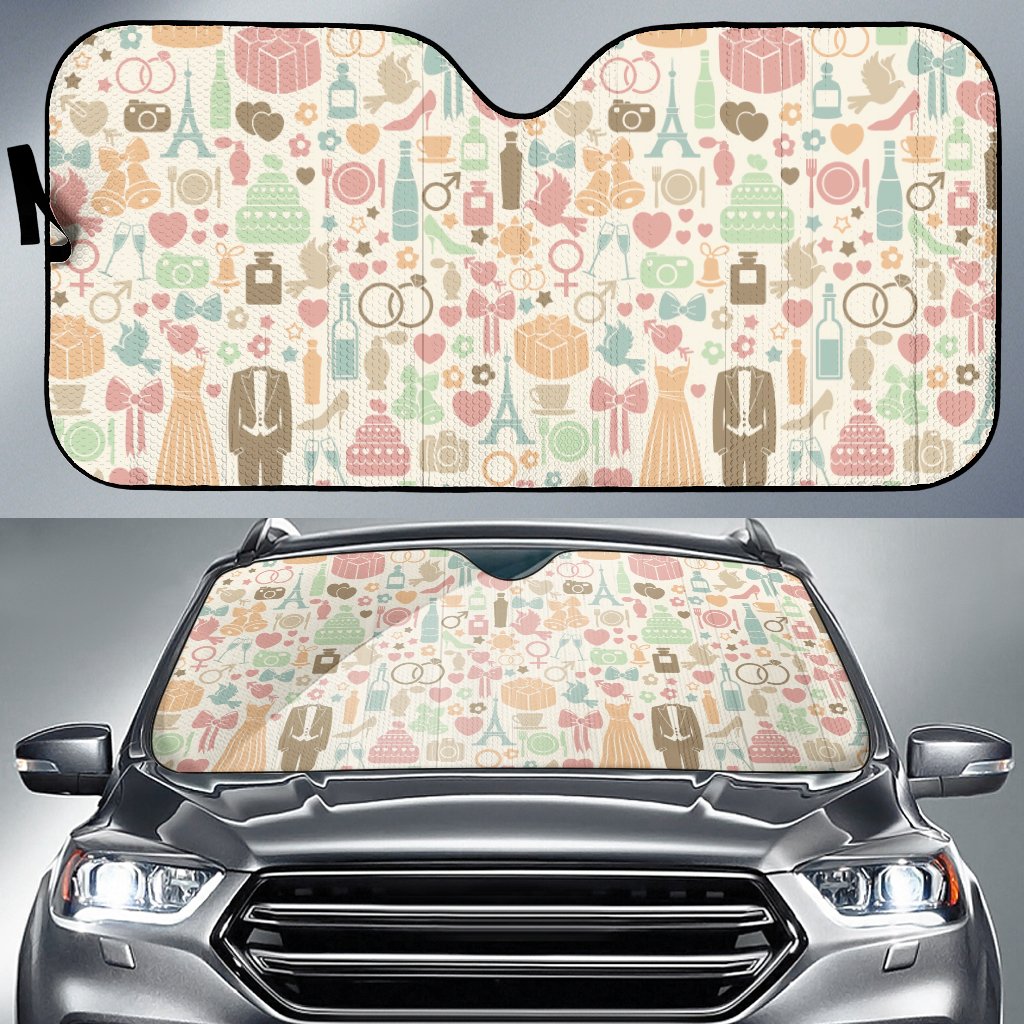 Wedding Print Pattern Car Sun Shade-grizzshop