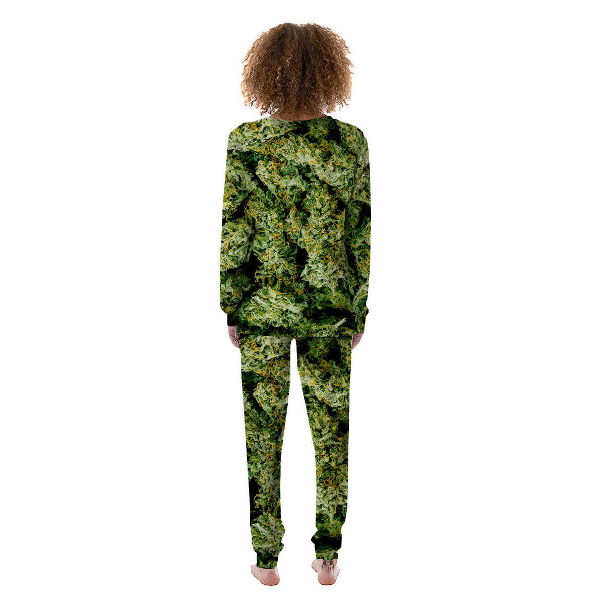 Weed Green Print Women's Pajamas-grizzshop