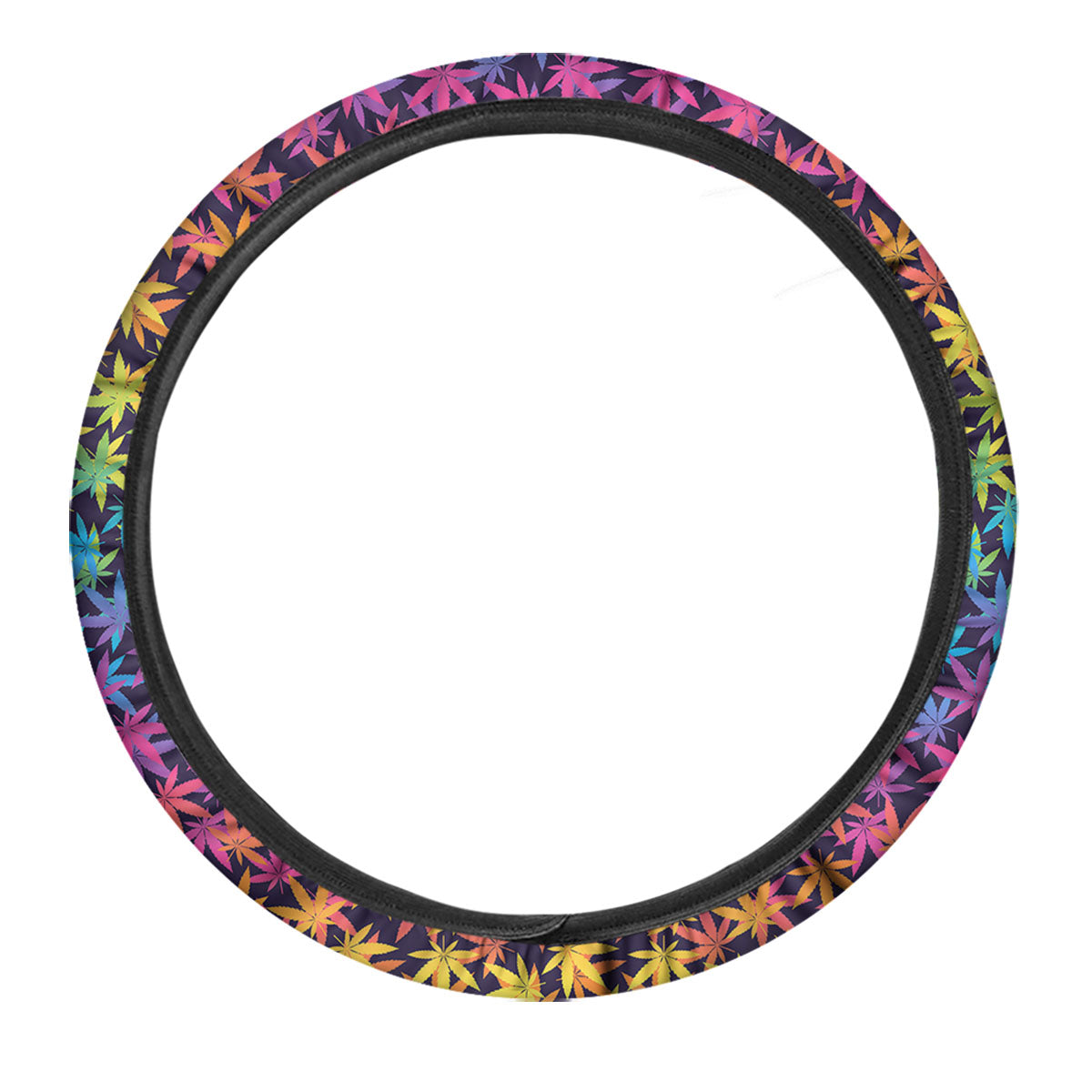 Weed Leaf Colorful Print Pattern Car Steering Wheel Cover-grizzshop