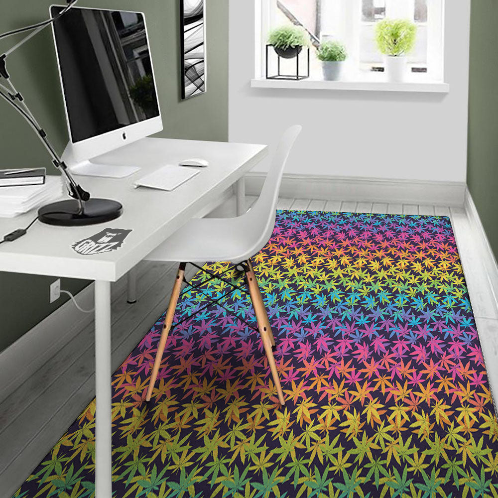 Weed Leaf Colorful Print Pattern Floor Mat-grizzshop