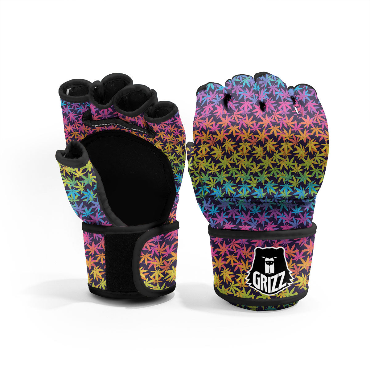 Weed Leaf Colorful Print Pattern MMA Gloves-grizzshop