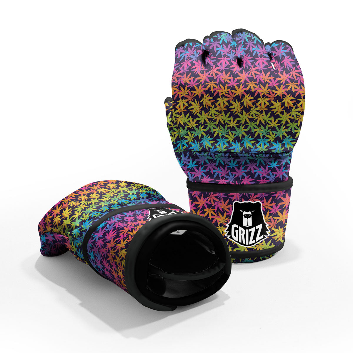 Weed Leaf Colorful Print Pattern MMA Gloves-grizzshop