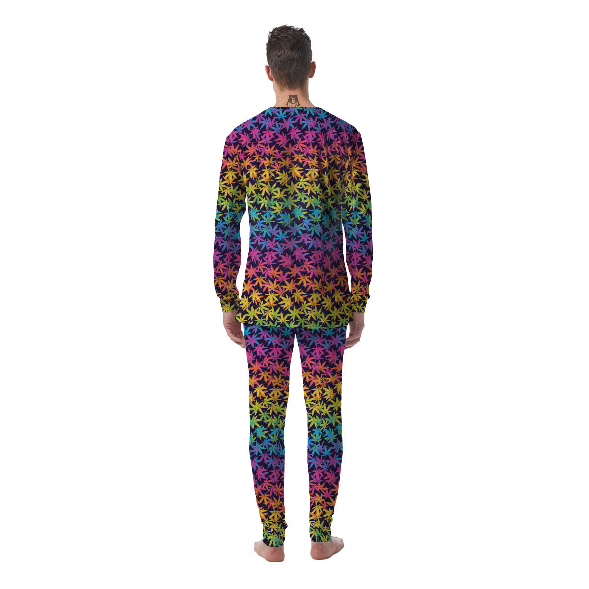 Weed Leaf Colorful Print Pattern Men's Pajamas-grizzshop