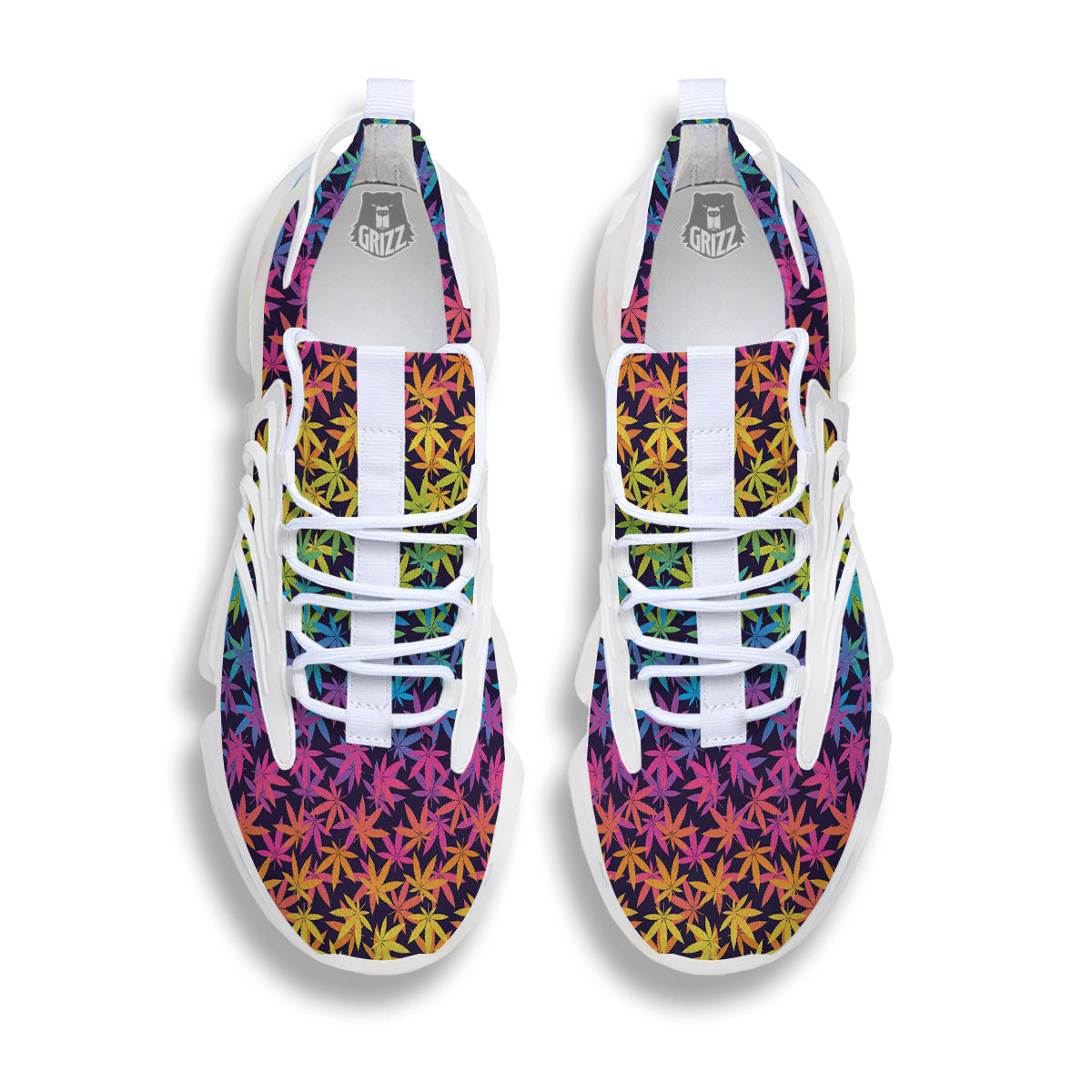 Weed Leaf Colorful Print Pattern White Gym Shoes-grizzshop