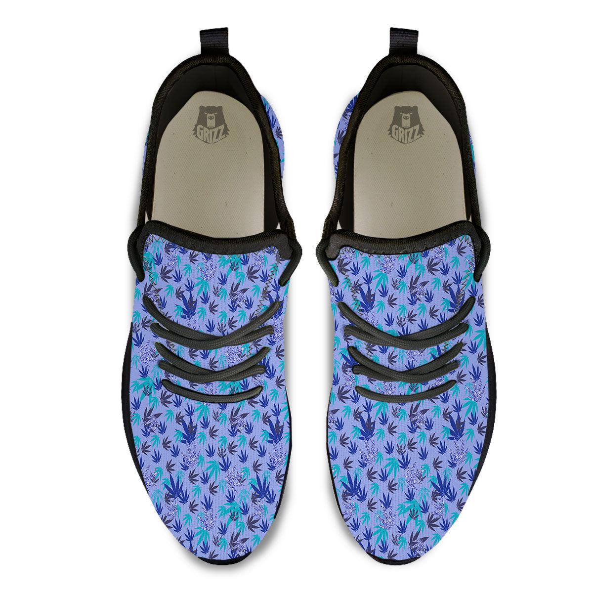 Weed Leaf Purple Print Pattern Black Athletic Shoes-grizzshop