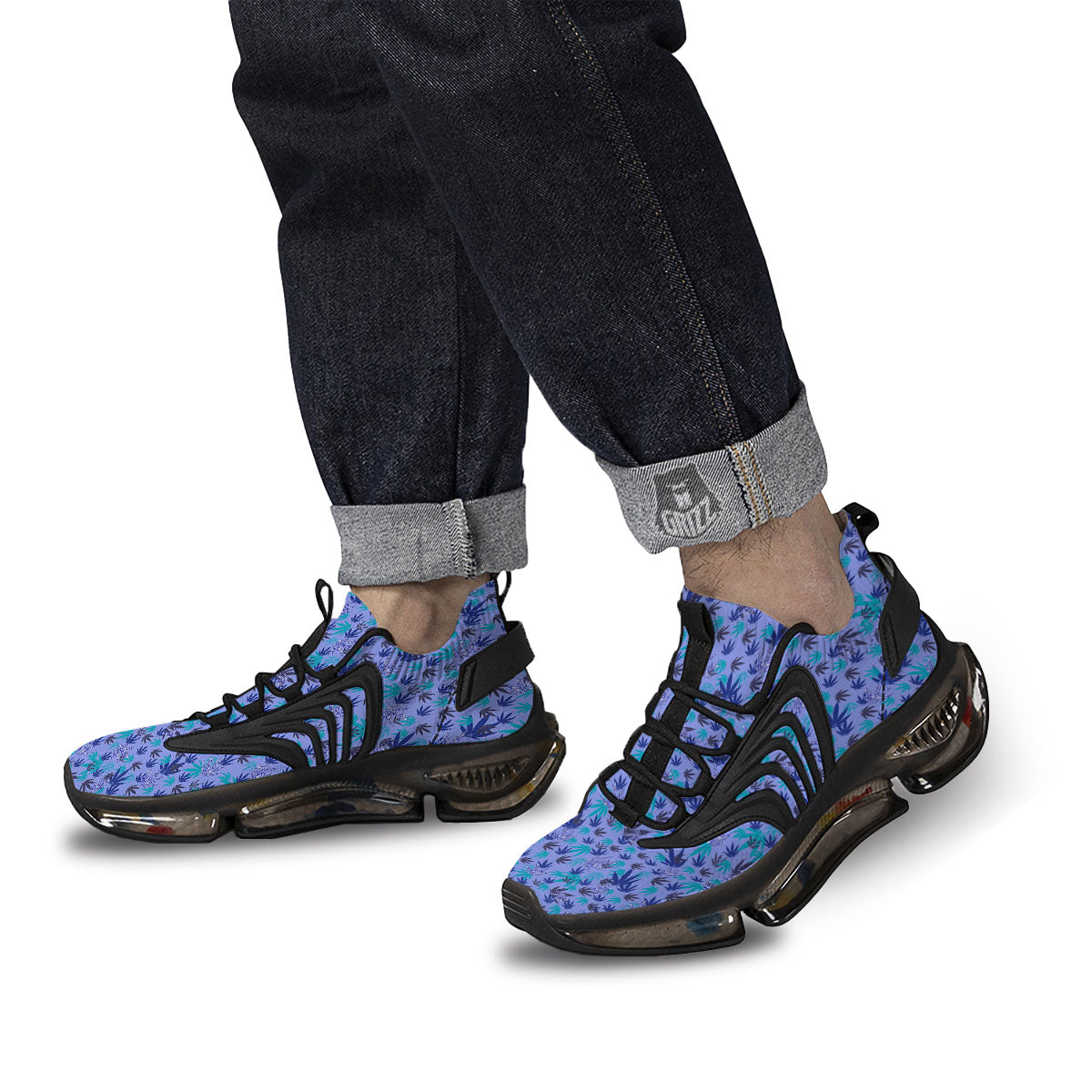 Weed Leaf Purple Print Pattern Black Gym Shoes-grizzshop