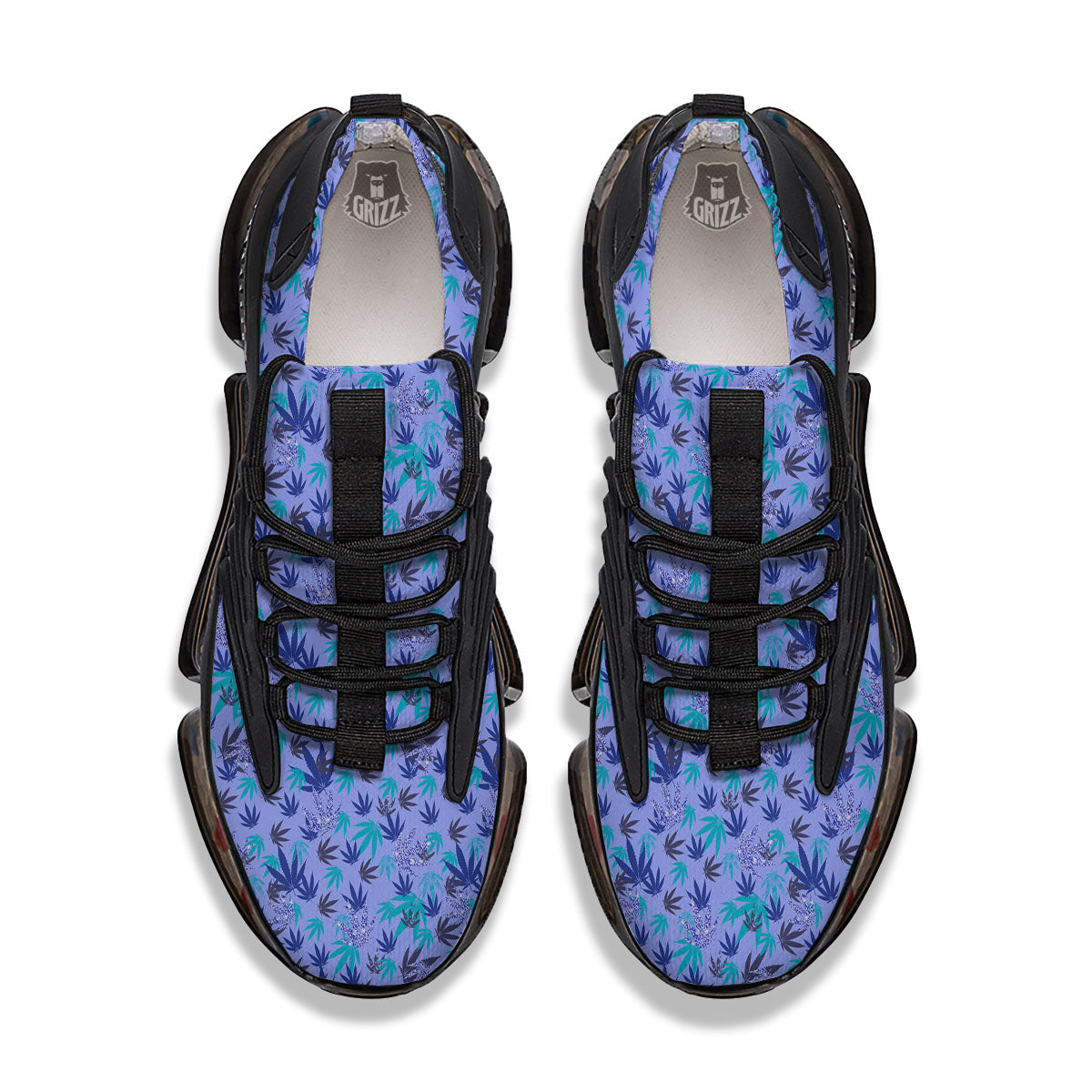Weed Leaf Purple Print Pattern Black Gym Shoes-grizzshop