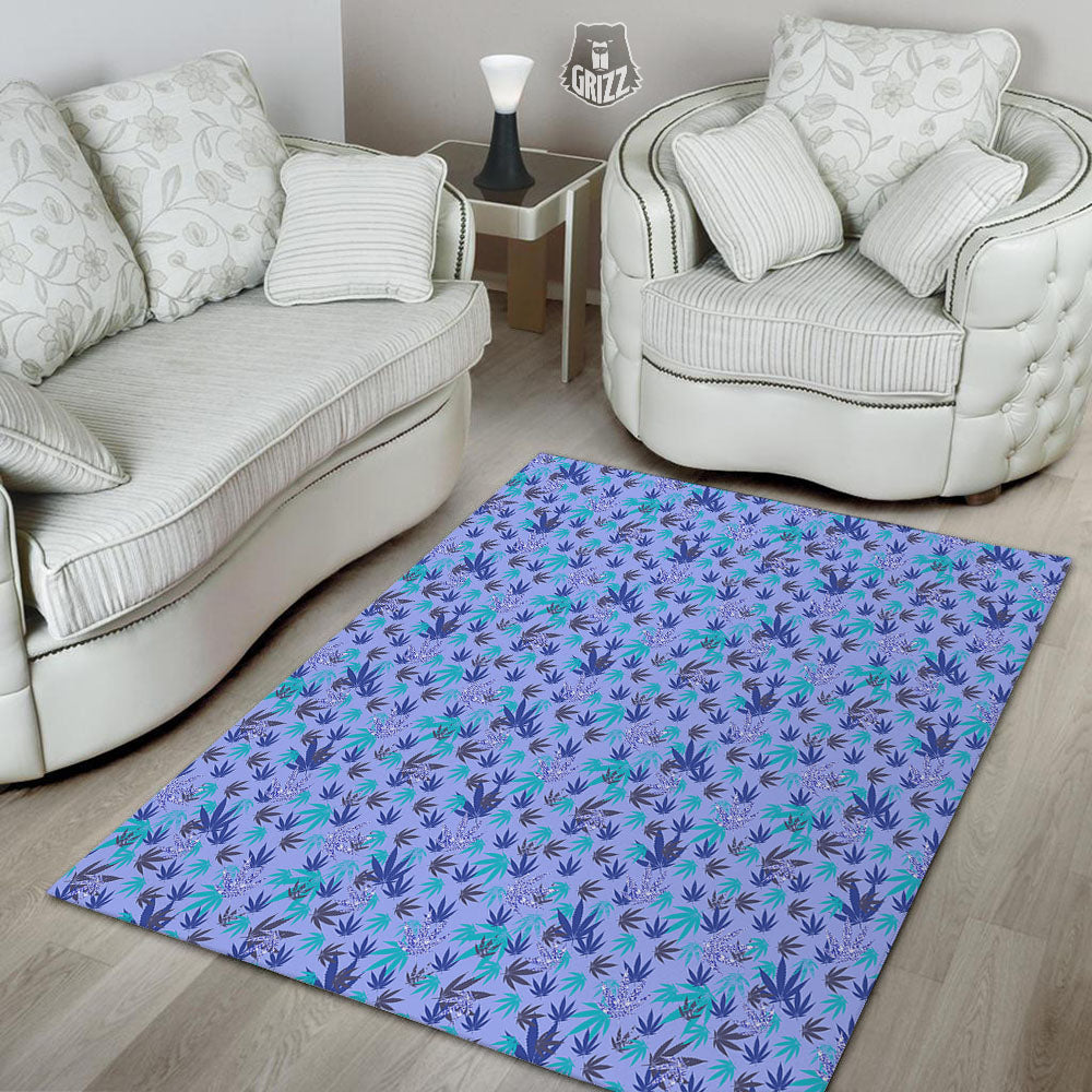Weed Leaf Purple Print Pattern Floor Mat-grizzshop
