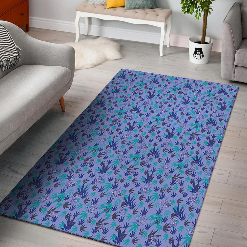 Weed Leaf Purple Print Pattern Floor Mat-grizzshop