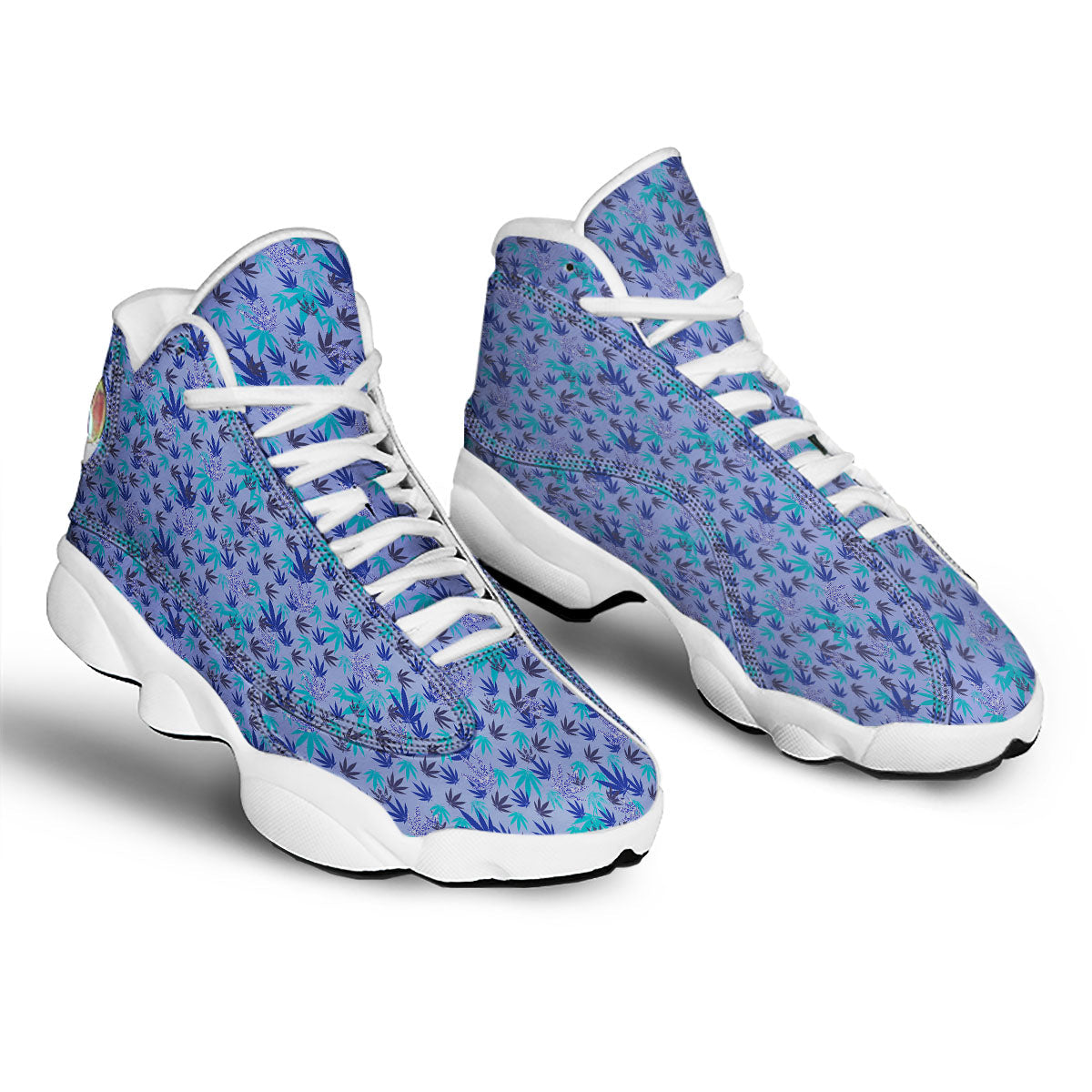 Weed Leaf Purple Print Pattern White Basketball Shoes-grizzshop