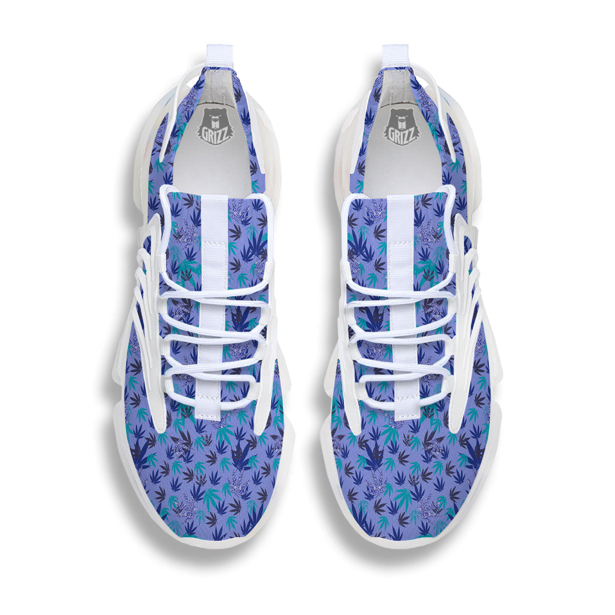 Weed Leaf Purple Print Pattern White Gym Shoes-grizzshop