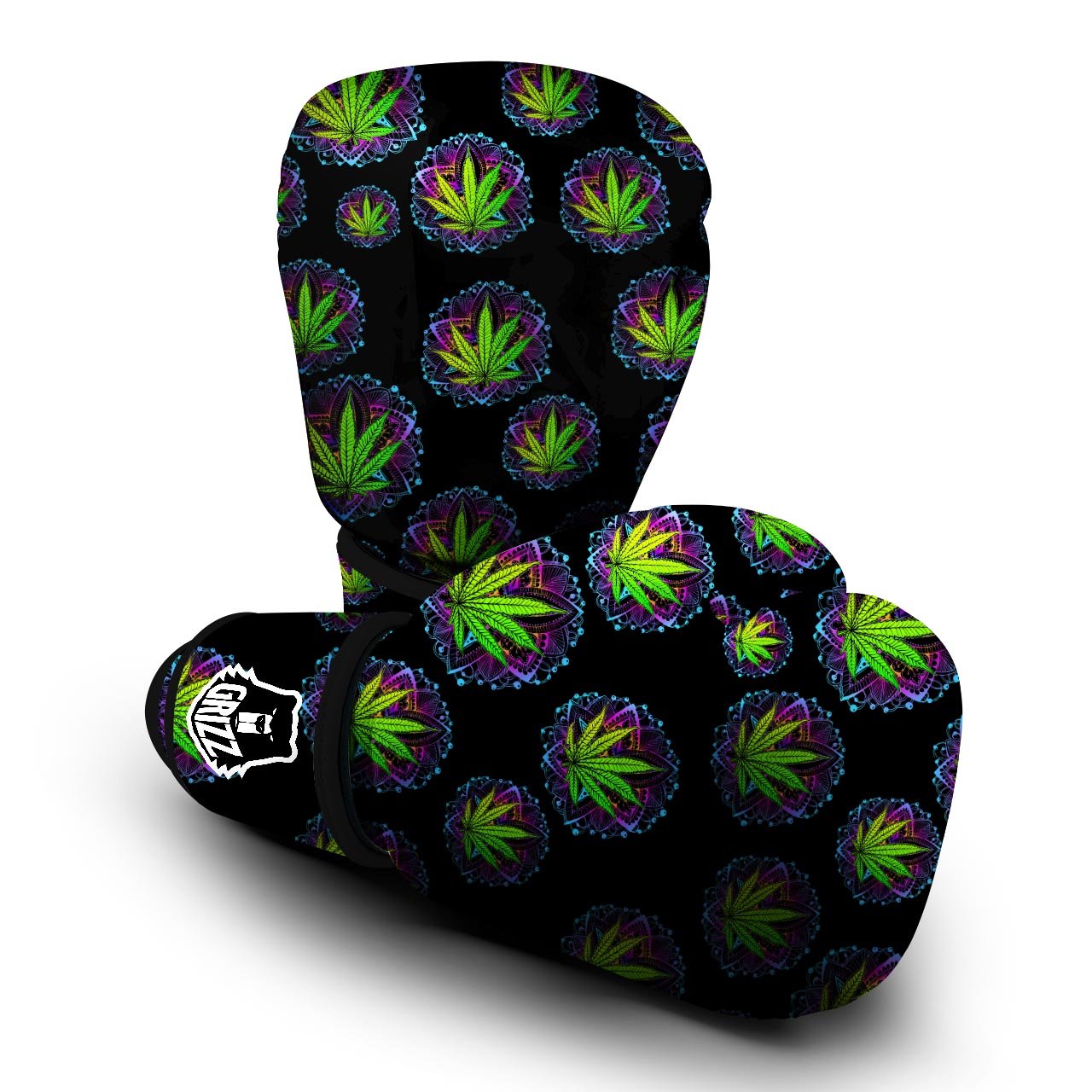 Weed Leaf Trippy Print Pattern Boxing Gloves-grizzshop