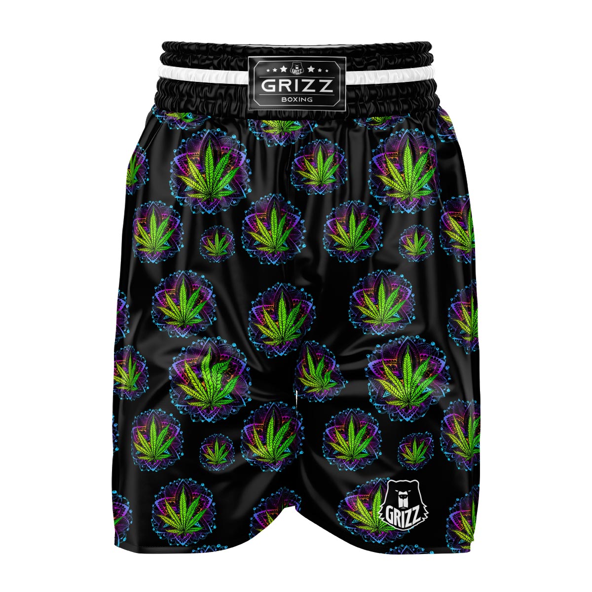 Weed Leaf Trippy Print Pattern Boxing Shorts-grizzshop