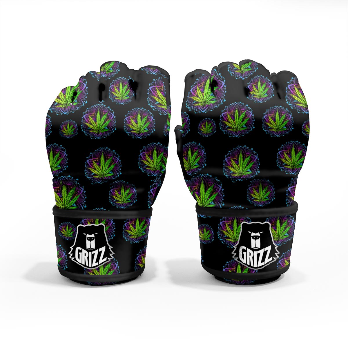 Weed Leaf Trippy Print Pattern MMA Gloves-grizzshop