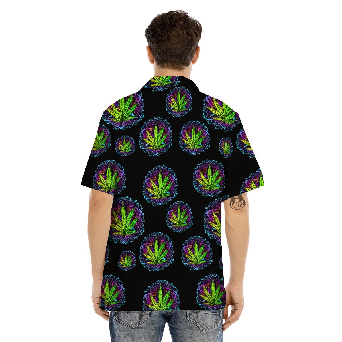 Weed Leaf Trippy Print Pattern Men's Hawaiian Shirt-grizzshop