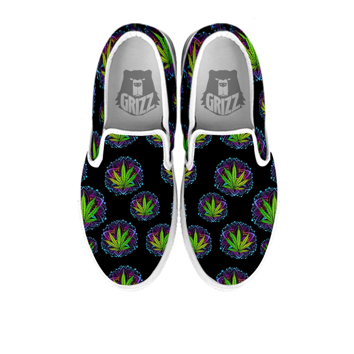 Weed Leaf Trippy Print Pattern White Slip On Shoes-grizzshop