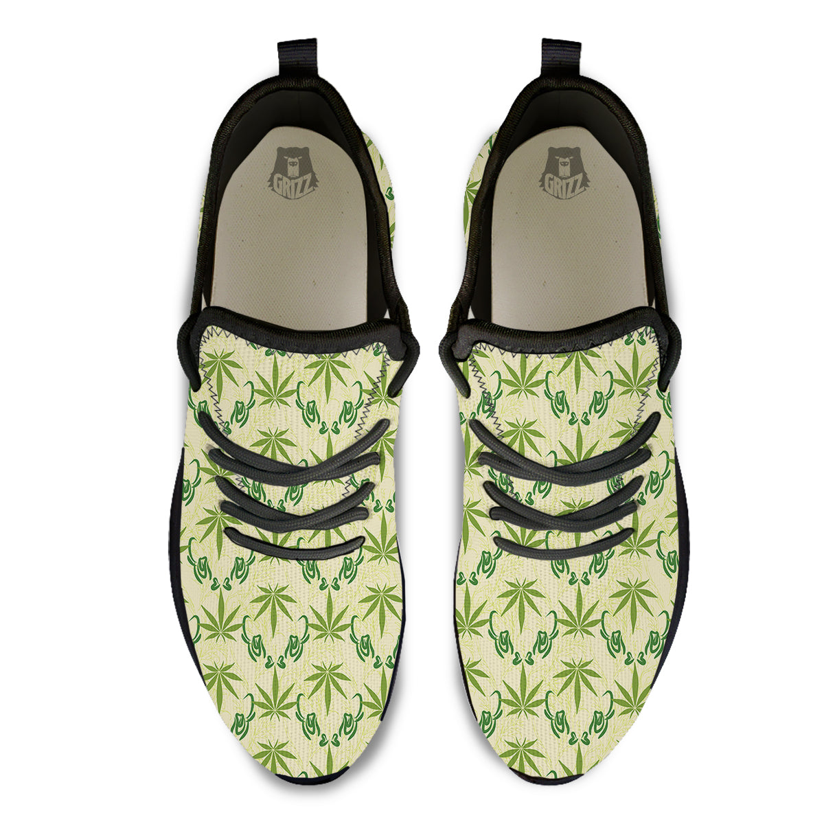 Weed Zigzag Print Pattern Black Athletic Shoes-grizzshop