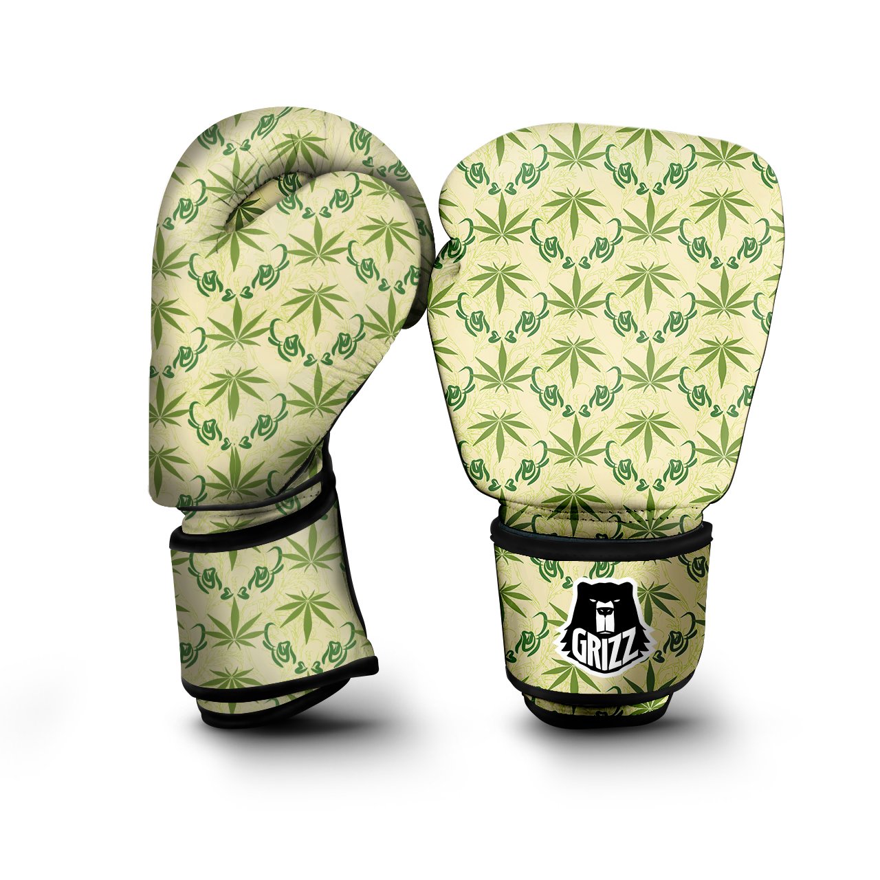 Weed Zigzag Print Pattern Boxing Gloves-grizzshop