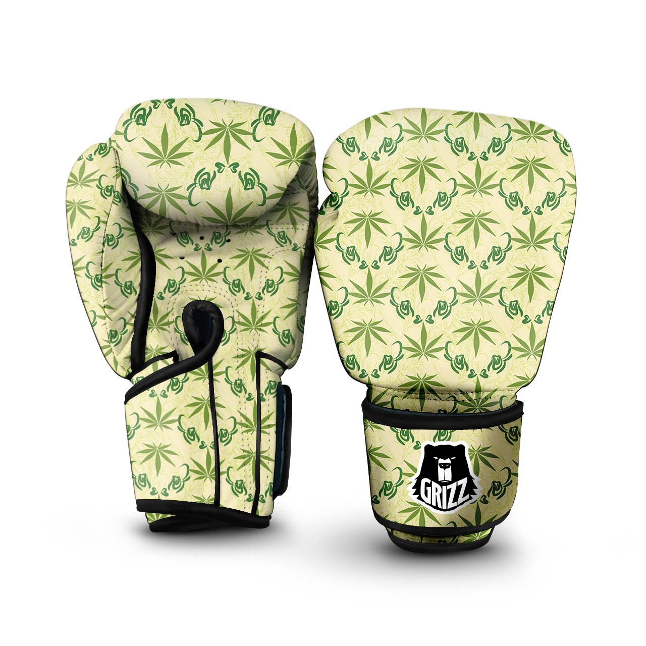 Weed Zigzag Print Pattern Boxing Gloves-grizzshop
