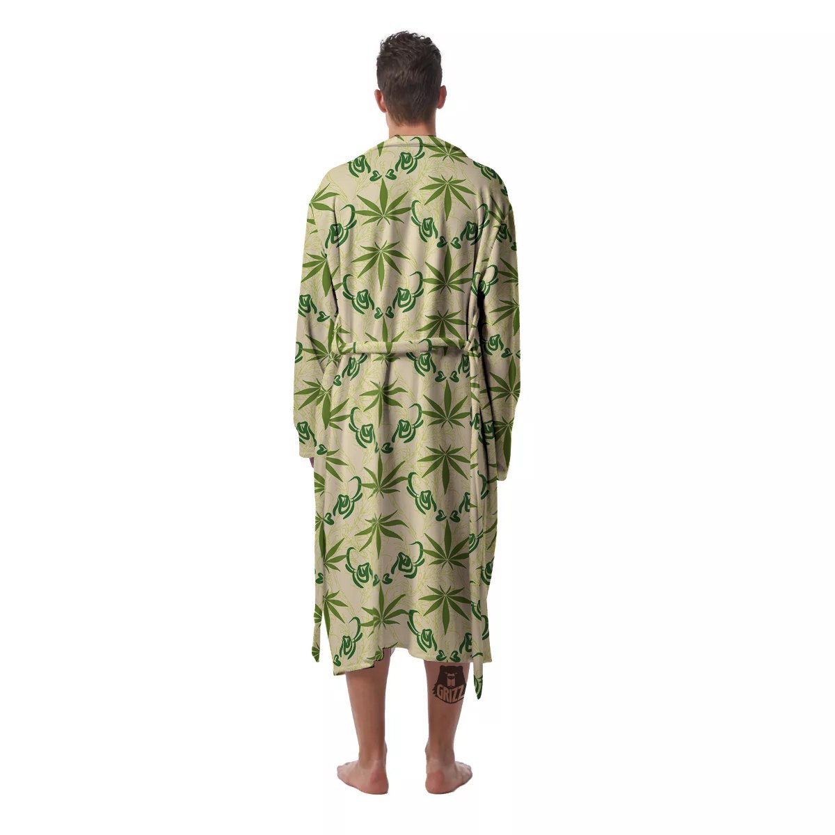 Weed Zigzag Print Pattern Men's Robe-grizzshop