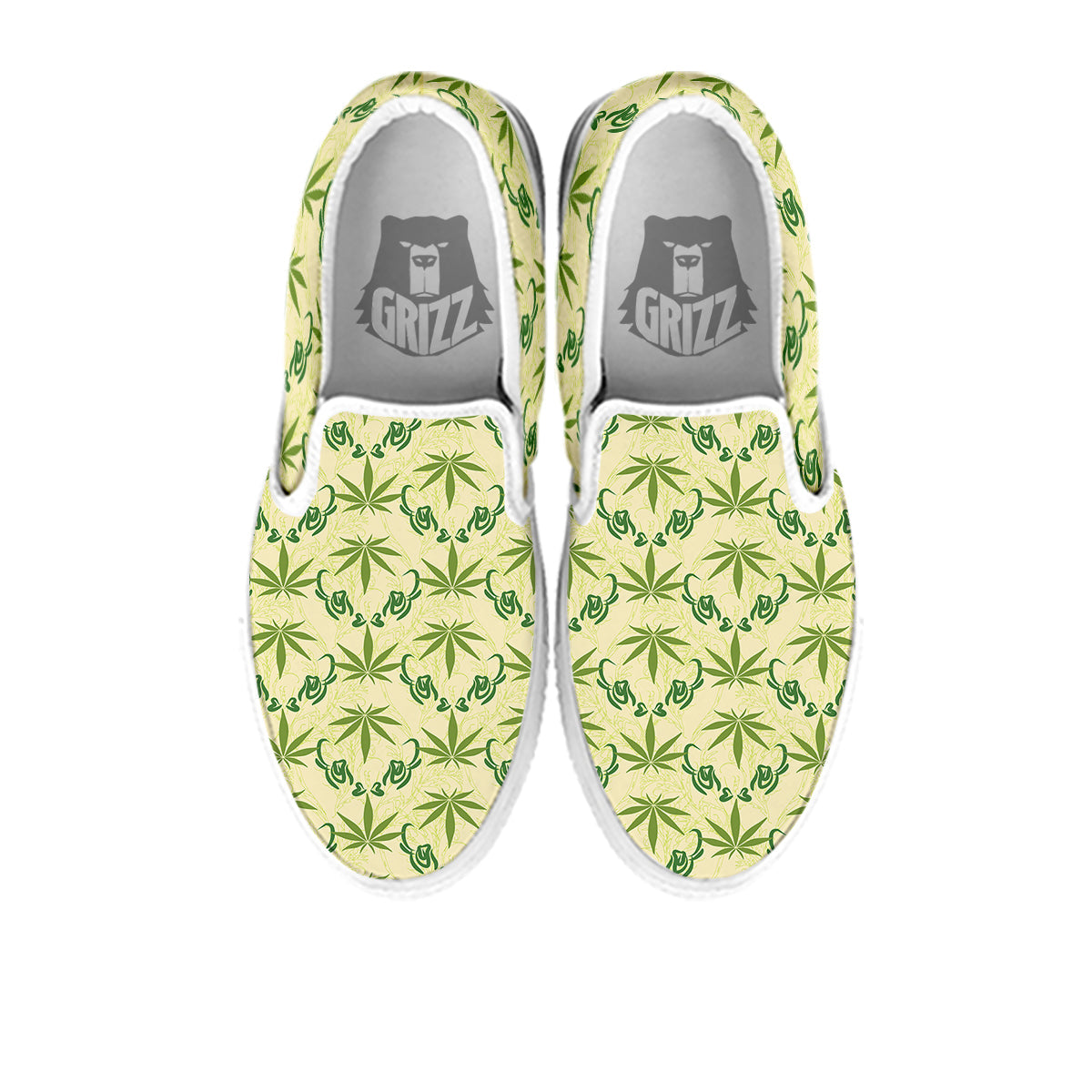 Weed Zigzag Print Pattern White Slip On Shoes-grizzshop