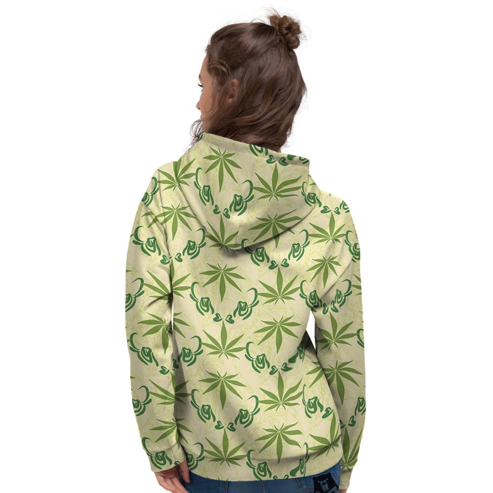 Weed Zigzag Print Pattern Women's Hoodie-grizzshop
