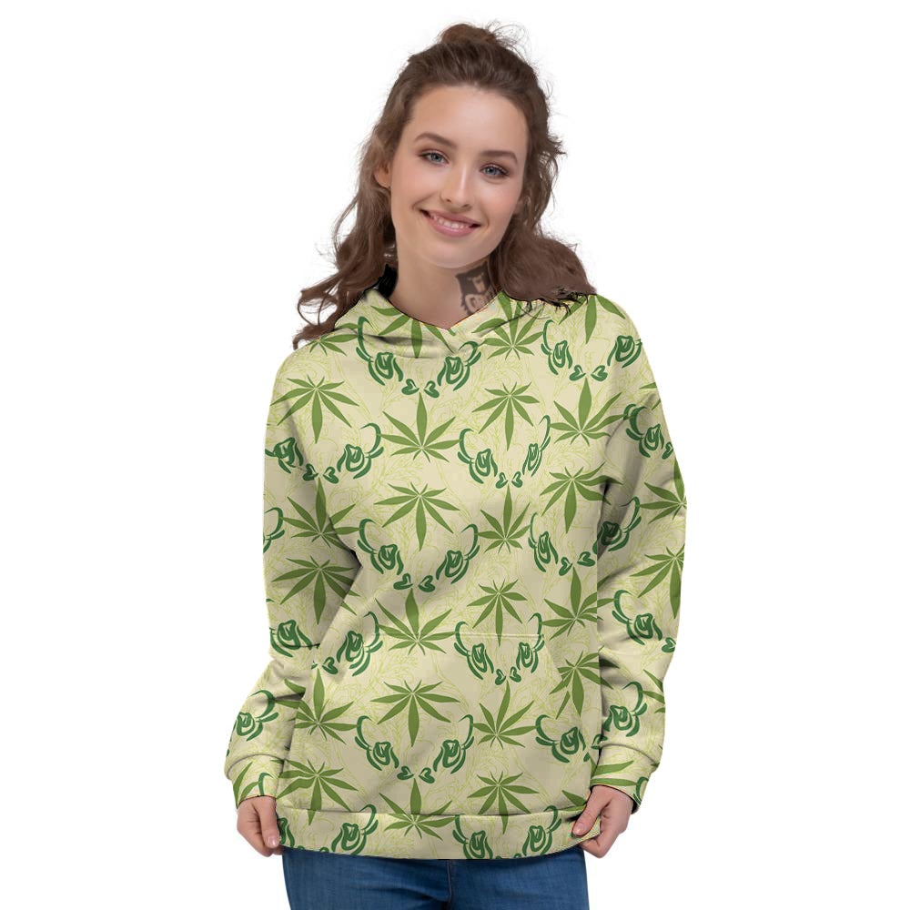 Weed Zigzag Print Pattern Women's Hoodie-grizzshop