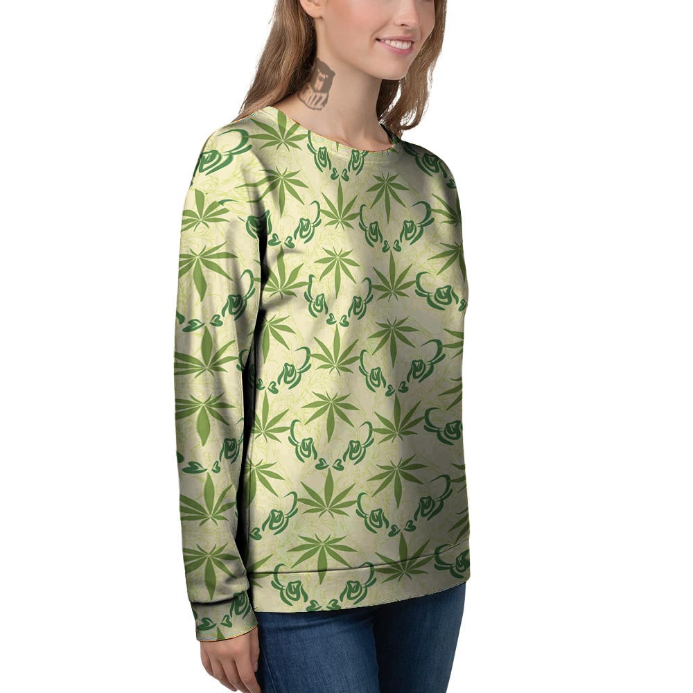 Weed Zigzag Print Pattern Women's Sweatshirt-grizzshop