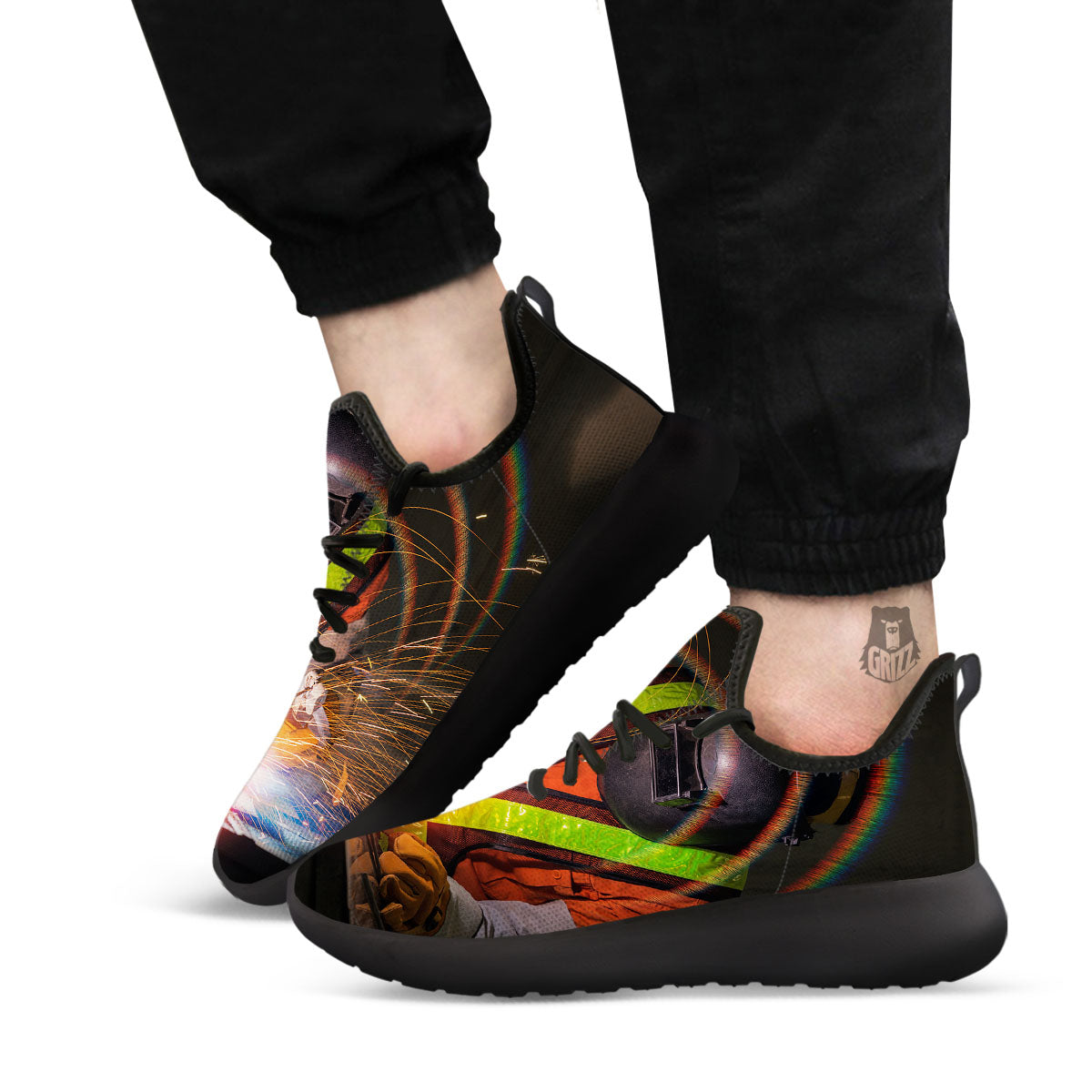 Welder Industrial Print Black Athletic Shoes-grizzshop