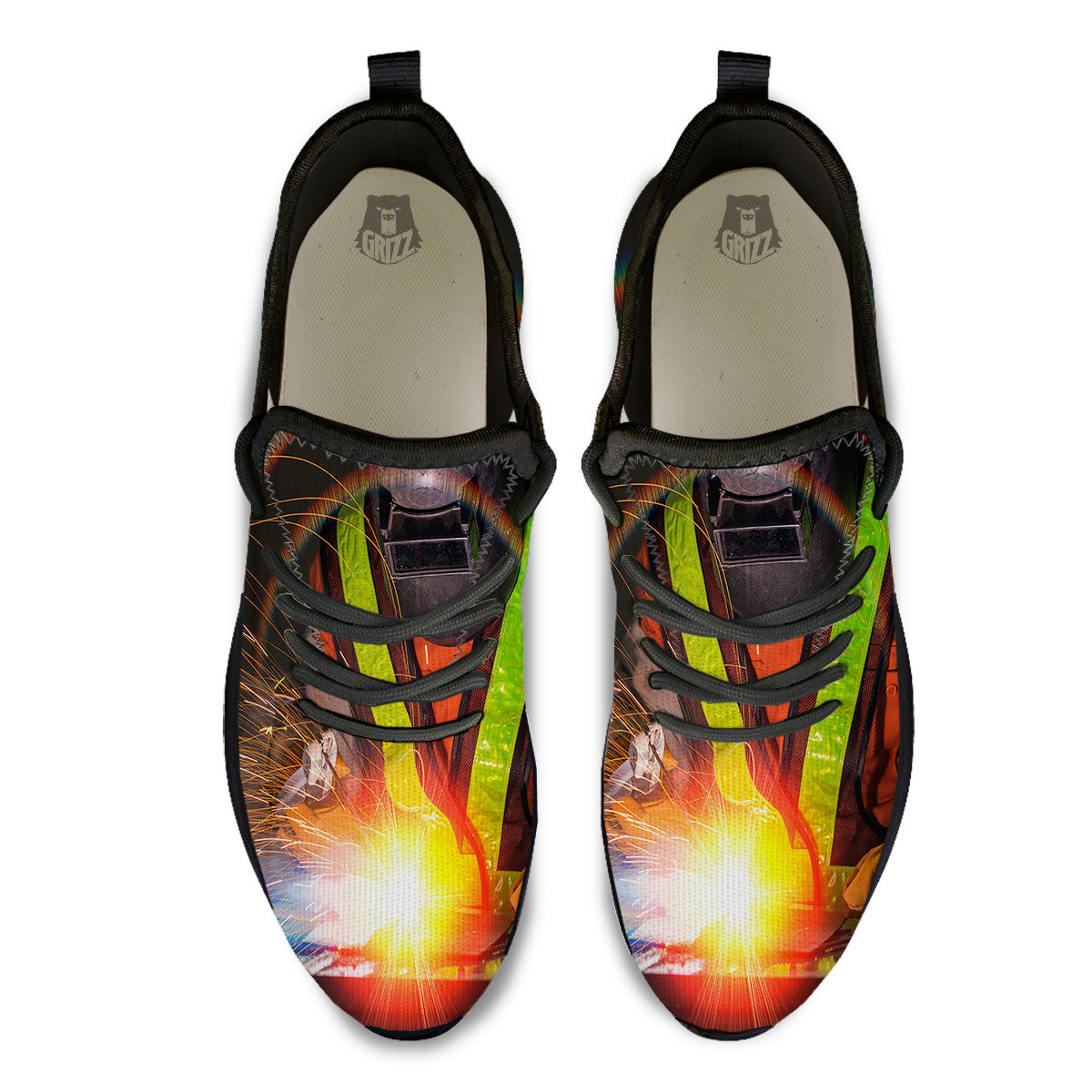Welder Industrial Print Black Athletic Shoes-grizzshop