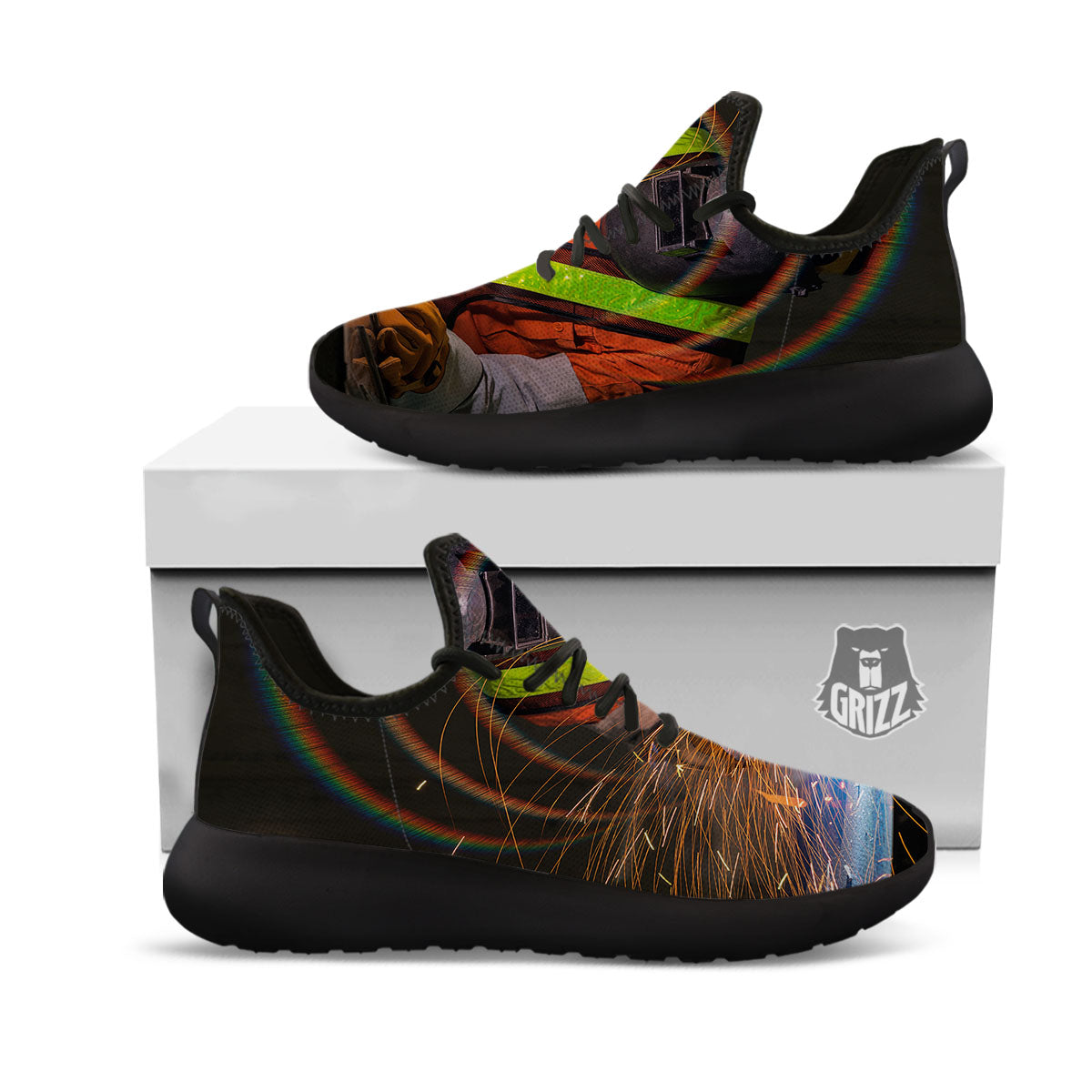 Welder Industrial Print Black Athletic Shoes-grizzshop
