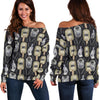Welder Mask Print Pattern Women Off Shoulder Sweatshirt-grizzshop