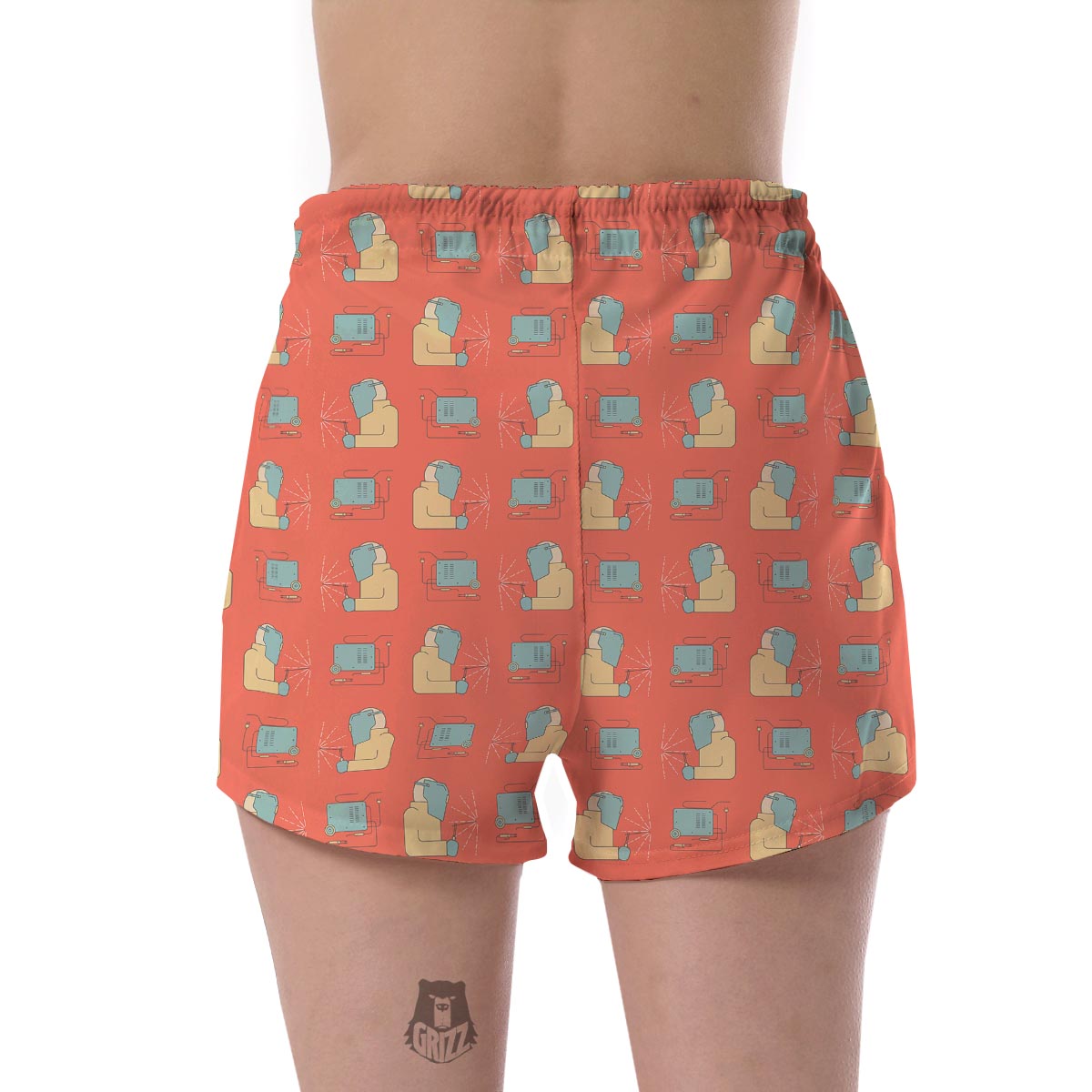 Welder Pattern Print Women's Shorts-grizzshop