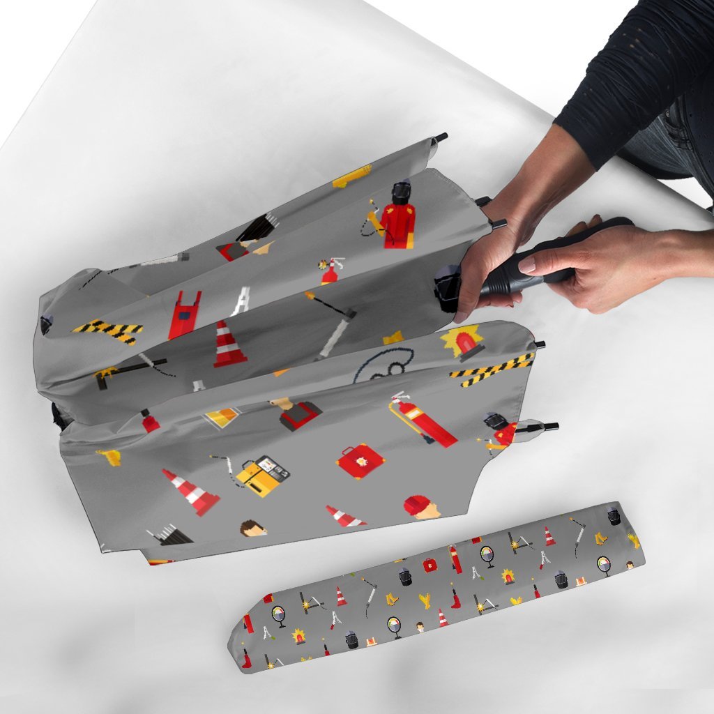 Welder Print Pattern Automatic Foldable Umbrella-grizzshop