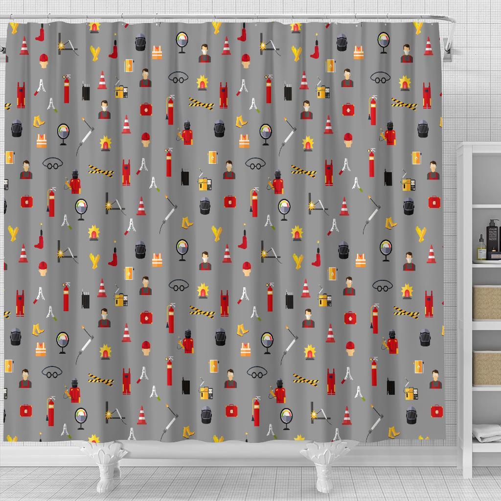 Welder Print Pattern Bathroom Shower Curtain-grizzshop