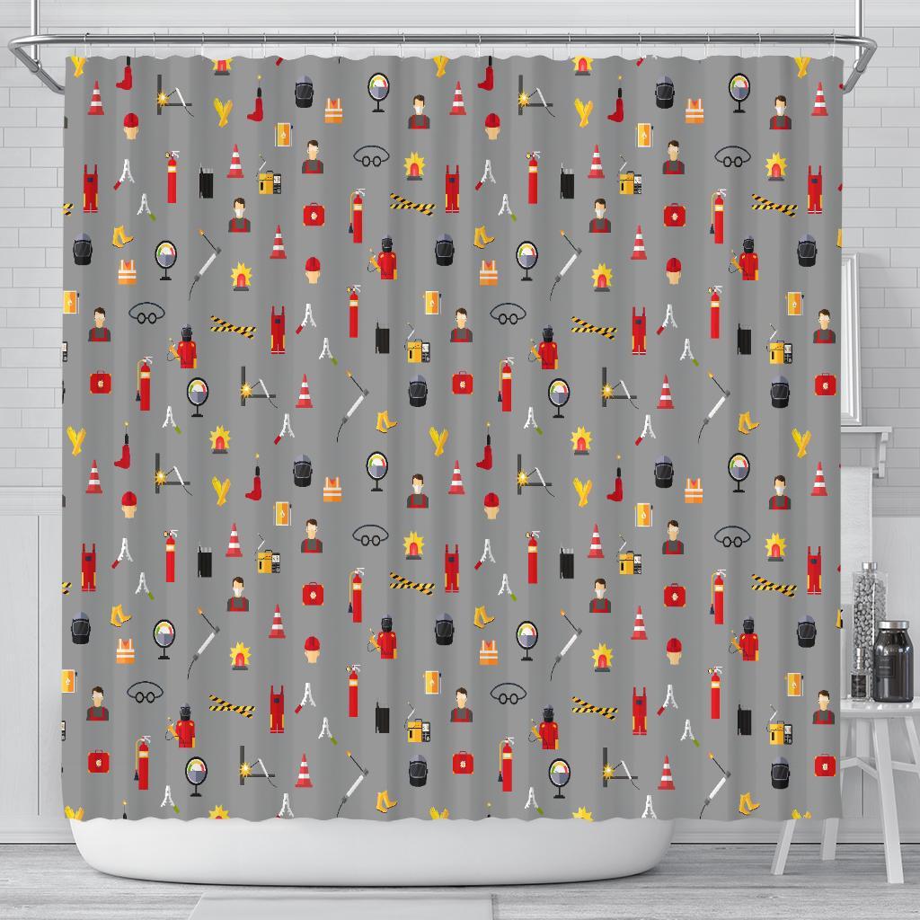 Welder Print Pattern Bathroom Shower Curtain-grizzshop
