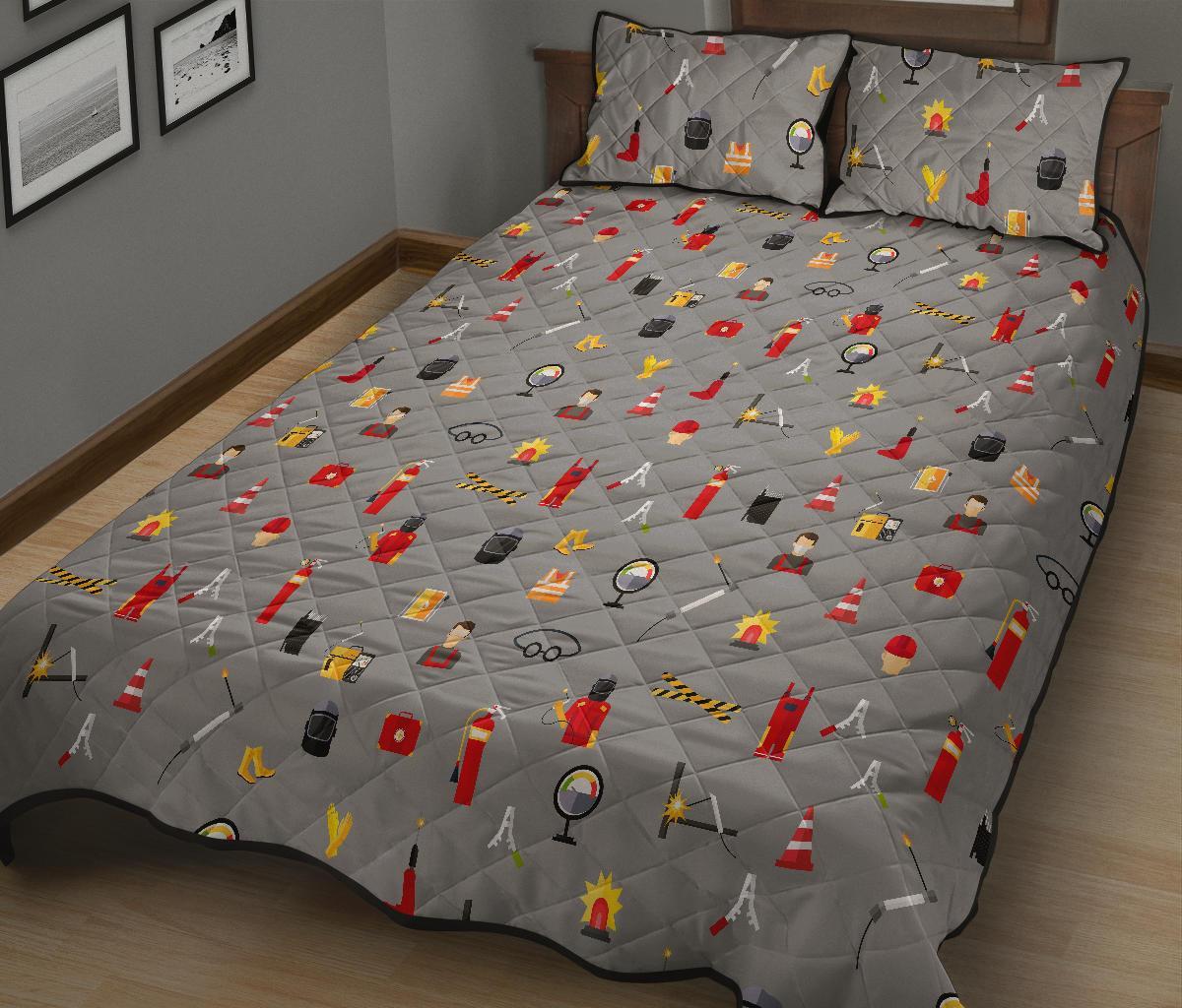 Welder Print Pattern Bed Set Quilt-grizzshop