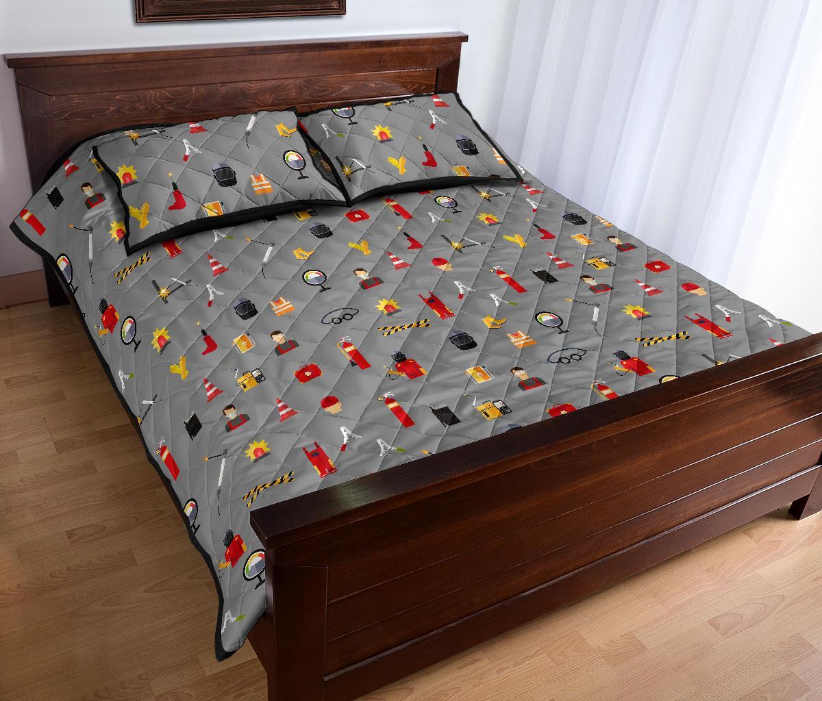 Welder Print Pattern Bed Set Quilt-grizzshop